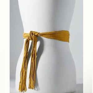 Anthropologie Suede Fringe Wrap Belt in Yellow-green